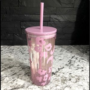 Starbucks Glass Pink Leopard Tumbler